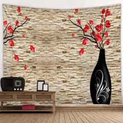 タペストリー 壁飾り おしゃれ壁掛け布 背景 石壁と花瓶 150ｘ130cm