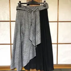 プリーツ　切替　スカート