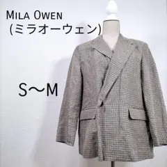 ミラオーウェン ピークドラペルビック ジャケット S~M チェック ベージュ系