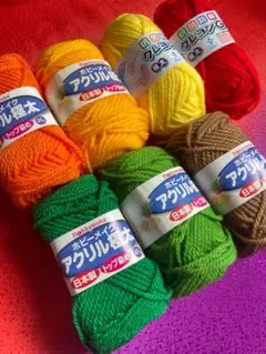 ハマナカ ボビーメイクとクレヨンG アクリル 100％ 7玉まとめ売り 手芸 ①