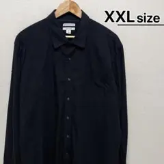 USA古着　カジュアルシャツ　長袖　XXL　ブラック　黒　無地　AMAZON