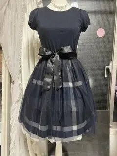 早い者勝ち!ブルーレーベルクレストブリッジ チュール 限定 チェック ワンピース