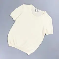 ユニクロ イネスドラフレサンジュ カシミヤ半袖ニット フリル 白 M*BD306
