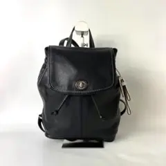 【美品】コーチ リュックサック ターンロック レザー 巾着 ブラック