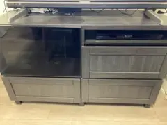 ダークグレー 木製 テレビ台 引き出し式