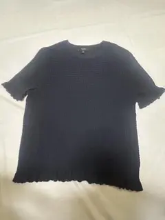 美品　Theory　セオリー　レーストリム　サマーニット　ネイビー　濃紺
