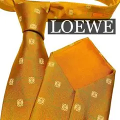 【美品】LOEWEロエベ アナグラム オレンジ イタリア製シルクネクタイ