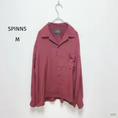 スピンズ|メンズ•オープンカラーシャツ【M】ドロップショルダー ワインレッド