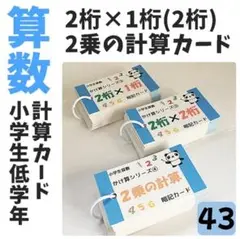 【043】小学生算数　２桁のかけ算、２乗の計算カード　暗算の特訓カード