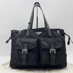 ✨美品✨プラダ トートバッグ ブラック ナイロン×レザー 三角ロゴ 保存袋付き