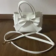 白 2way ショルダーバッグ ハンドバッグ