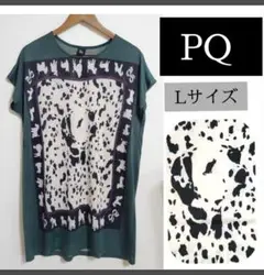 PQ　アニマル柄 ダルメシアン 半袖　チュニック　犬柄　L　(　高島屋　好きにも