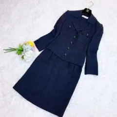 美品✨イヴサンローラン スカートスーツ セットアップ ネイビー 34