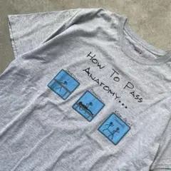 00s hanes 古着 プリントTシャツ 企業 3コマ ユーモア グレー XL