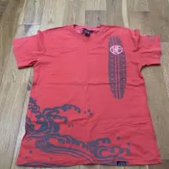 波模様の赤いTシャツ Mサイズ