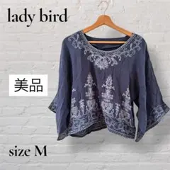 ★美品★ lady bird ネイビー刺繍カットソー M エスニック