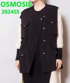 OSMOSIS 黒 ポケット付きベスト 2024SS