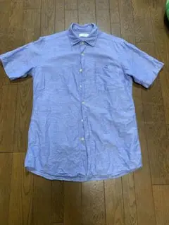 ユニクロ青 半袖シャツ Mサイズ