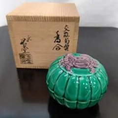 Ｐ８９　香合　『桃山窯　手塚大示造』『色絵』『おしどり香合』　共箱　茶道具 P89 香合 『桃山窯 手塚大示造』『色絵』『おしどり香合』 共