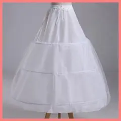 パニエ チュールレース3段ホワイト ウェディングドレス スカート 結婚式コスプレ