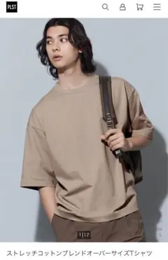 新品‼️PLST（プラステ）ストレッチコットンブレンドオーバーサイズTシャツ