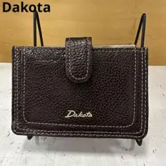 【未使用】ク37 Dakota ダコタ　カードケース　こげ茶　革 ゴールドロゴ