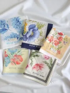 HANAE MORI コレクション 花柄ハンカチ ５点セット
