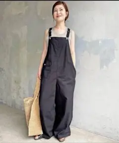 Spick and Span リップストップオーバーオール ブラック