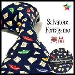 美品✨ サルヴァトーレフェラガモ ネクタイ ネイビー 紺 お洒落