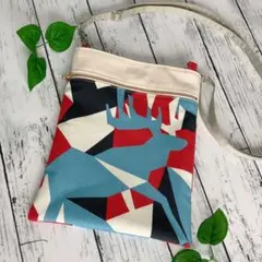 ☆サファリ☆サコッシュ☆20㎝ファスナー付外ポケット☆内ポケット付☆ハンドメイド
