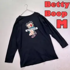【Betty-Boop】ロンT ロゴプリント　ベティーちゃん　黒　M