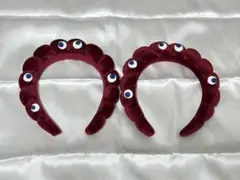 くも　カチューシャ　ワインレッド　ベロア　2個