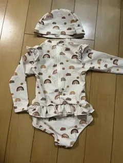 ベビー水着(女の子)90cm 帽子付き