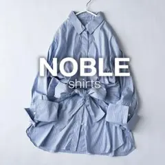 ノーブル シャツ ブラウス 日本製 コットン ブルー ストライプ 長袖 リボン