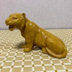 二代徳田八十吉 獅子置物 共箱 幅約17㎝東Y7-
