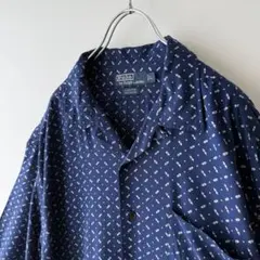 POLO ポロ ラルフローレン 半袖 シャツ L CLAYTON ネイビー 総柄