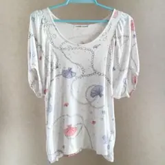 ☆処分予定です。ツモリチサト　Tシャツ　Uネック　カラフル　貝 プリント