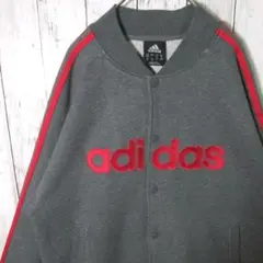 00s adidas アディダス スナップボタンスタジャン 刺繍ワッペン 霜降り