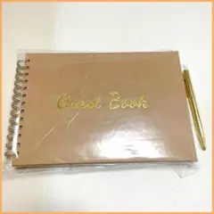 ゲストブック 芳名帳 ゲストサインブック 100ページ ブラウンゴールド