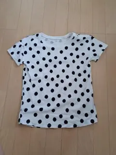 ドット柄 Tシャツ 150サイズ ホワイト/ネイビー