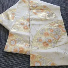 【E】袋帯　六通帯　金糸銀糸　花扇子模様 振り袖　訪問着　留袖
