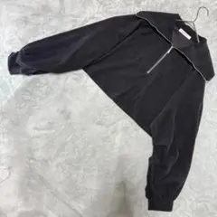 archives ショート丈ハーフジップ ベロア ブラック フリーサイズ✨美品✨
