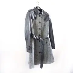 BURBERRY LONDON ツイード 最高級レザー ドッキング コート
