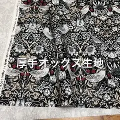 50㎝　moda厚手オックス生地ウィリアムモリス　いちご泥棒　新色黒
