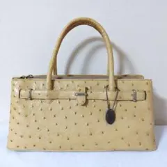 オーストリッチ ハンドバッグ ベージュ
