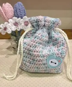 ハンドメイド編み物巾着袋　Disney