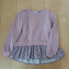 フラワープリント付き薄紫トレーナー