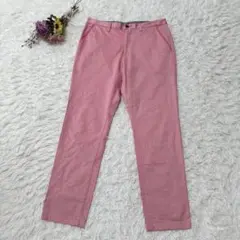 美品＊ LANVIN　日本製　綿混スラックス　ストレートパンツ　ボトムス　ピンク