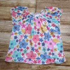 新品 未使用 カラフル 花柄 夏 半袖 ノースリーブ Tシャツ 80
