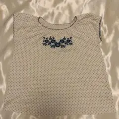 水玉　刺繍　Tシャツ100cm 　綿100%